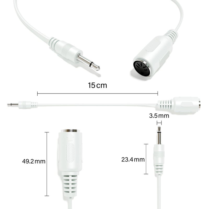 ExcelValley - Female DIN MIDI Adapter Breakout Conversion Cable - Mini/Micro Jack [Straight | C-3.5mm] - Image 2